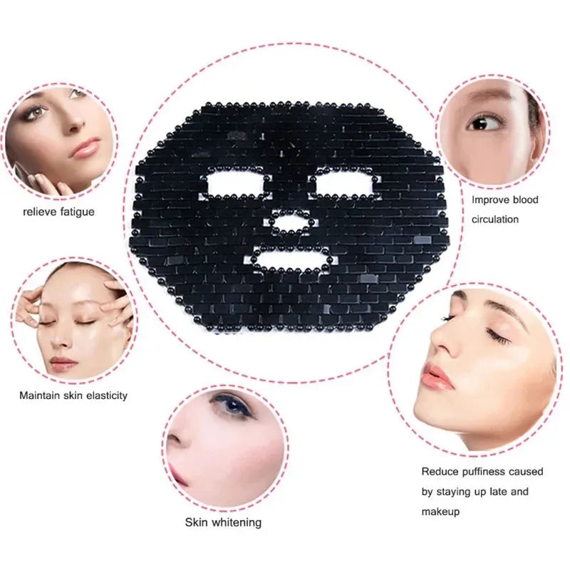 Obsidian Jade Facial Mask Gouache scraper Roller Massager Set Natural Stone Guasha Cold Therapy Anti Aging Jade Mask Beauty Tool