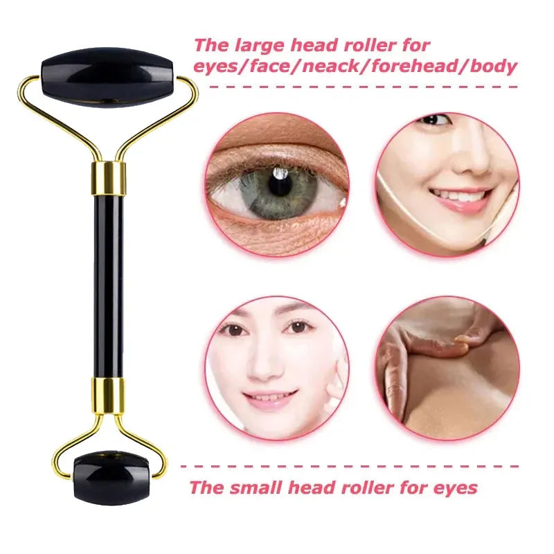Obsidian Jade Facial Mask Gouache scraper Roller Massager Set Natural Stone Guasha Cold Therapy Anti Aging Jade Mask Beauty Tool