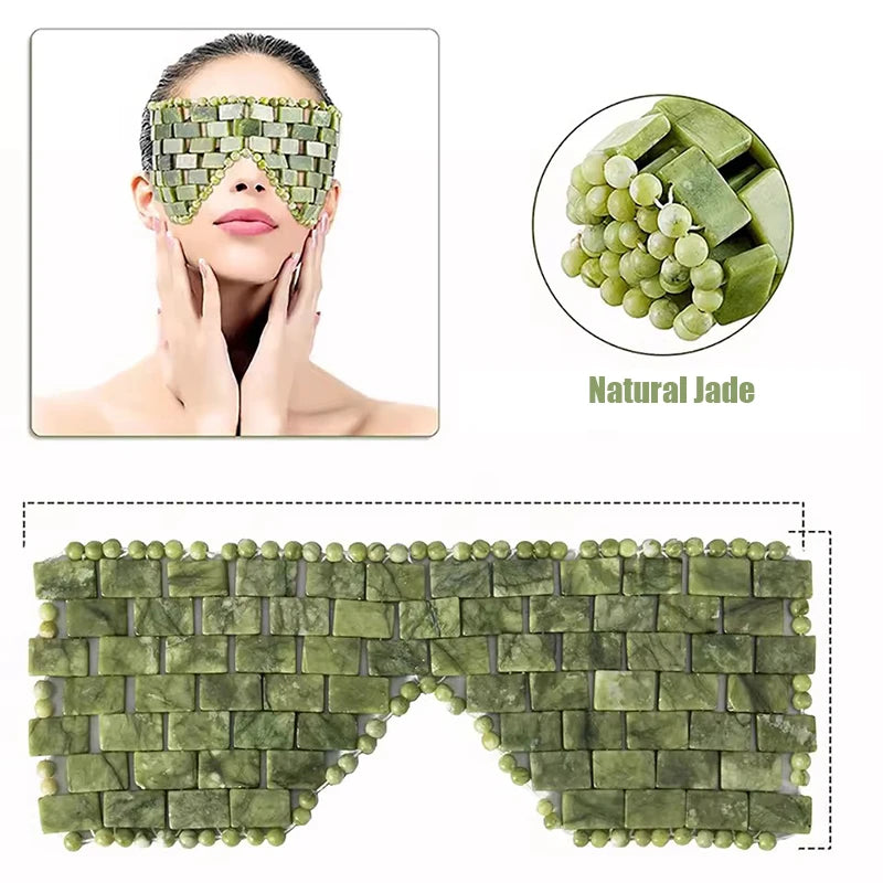 Natural Xiuyan Jade Facial Mask Gouache Scraper Roller Massager Jade Stone Guasha Cold Therapy Anti Aging Jade Mask Beauty Tool