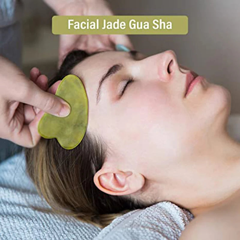 3pcs Natural Stone Gua Sha Face Roller Set Gouache Scraper Back Neck Scratcher Massager For Face Massage Tools Jade Roller