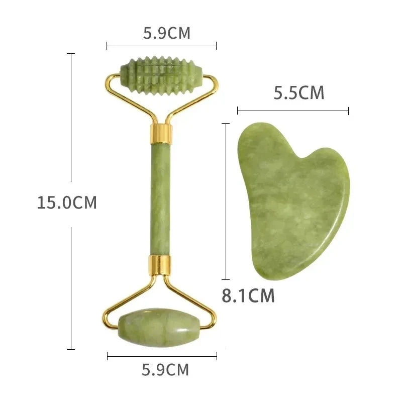 Natural Xiuyan Jade Facial Mask Gouache Scraper Roller Massager Jade Stone Guasha Cold Therapy Anti Aging Jade Mask Beauty Tool