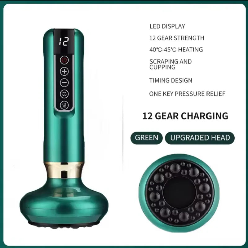 6/12 Gears Electric Cupping Massager Vacuum Suction Cup GuaSha Anti Cellulite Scraping Infrared Heat Body Slimming Massage