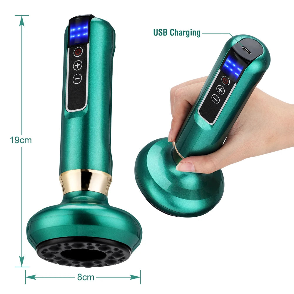 6/12 Gears Electric Cupping Massager Vacuum Suction Cup GuaSha Anti Cellulite Scraping Infrared Heat Body Slimming Massage