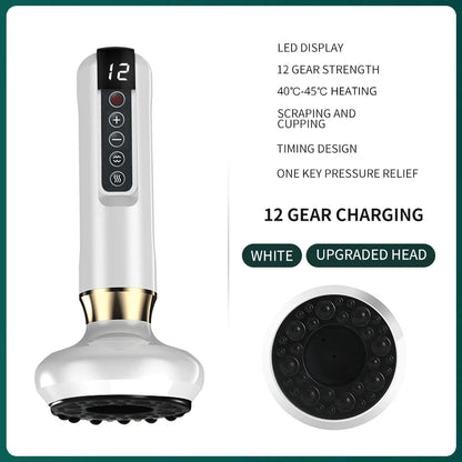 6/12 Gears Electric Cupping Massager Vacuum Suction Cup GuaSha Anti Cellulite Scraping Infrared Heat Body Slimming Massage