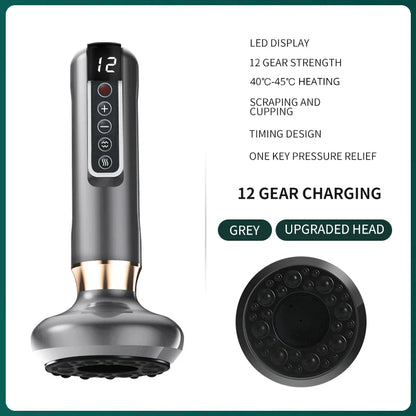 6/12 Gears Electric Cupping Massager Vacuum Suction Cup GuaSha Anti Cellulite Scraping Infrared Heat Body Slimming Massage